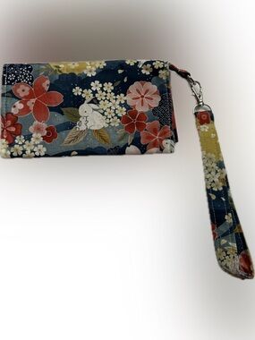Kimono Wallet Clip On Wristlet Fabric Floral Animal 2 Pouch Snap Closure